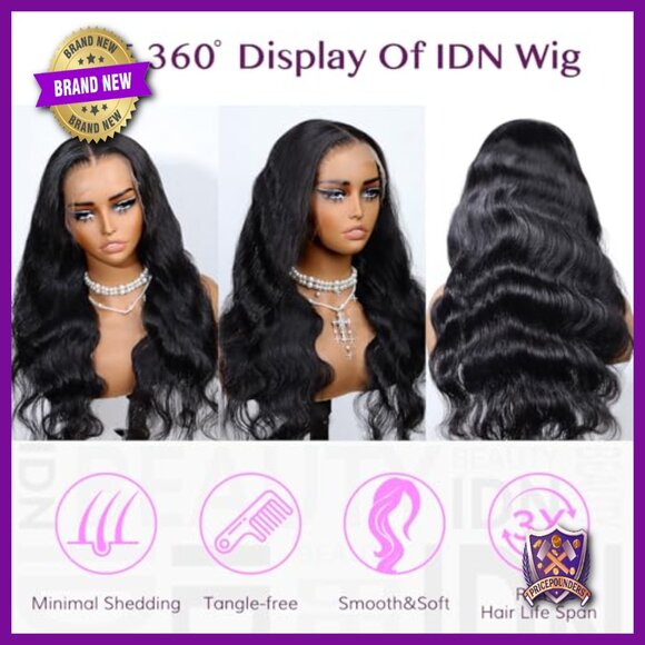 28 Inch HD Lace Full Frontal Wig Human Hair Body Wave 180% Density Glueless